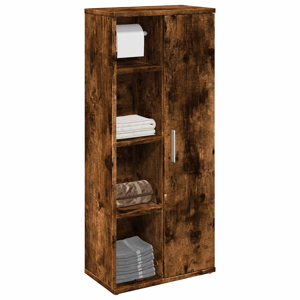 Badkamerkast met rolhouder 39x22x90 cm gerookt eikenkleurig is nu te koop bij PeponiXL, paradijselijk wonen!
