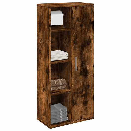 Badkamerkast met rolhouder 39x22x90 cm gerookt eikenkleurig is nu te koop bij PeponiXL, paradijselijk wonen!