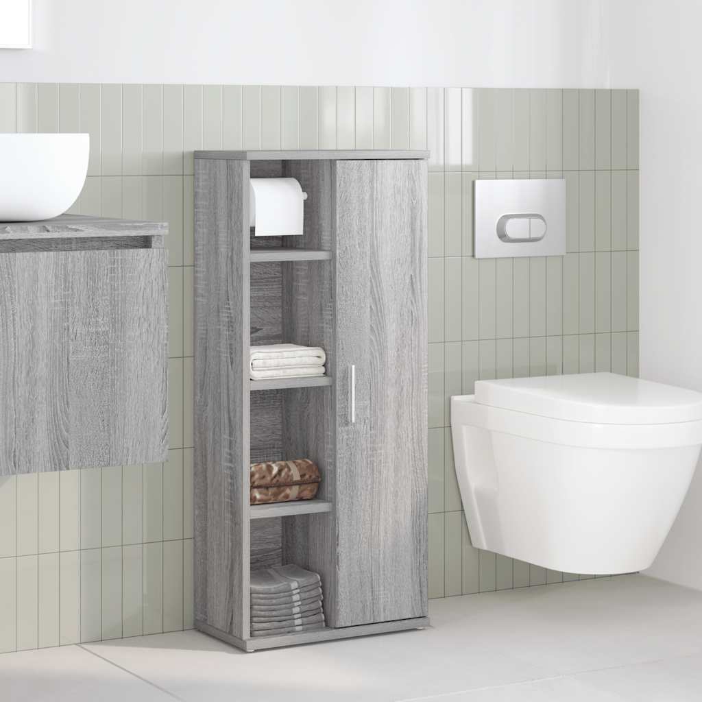 Badkamerkast met rolhouder 39x22x90 cm grijs sonoma eiken is nu te koop bij PeponiXL, paradijselijk wonen!