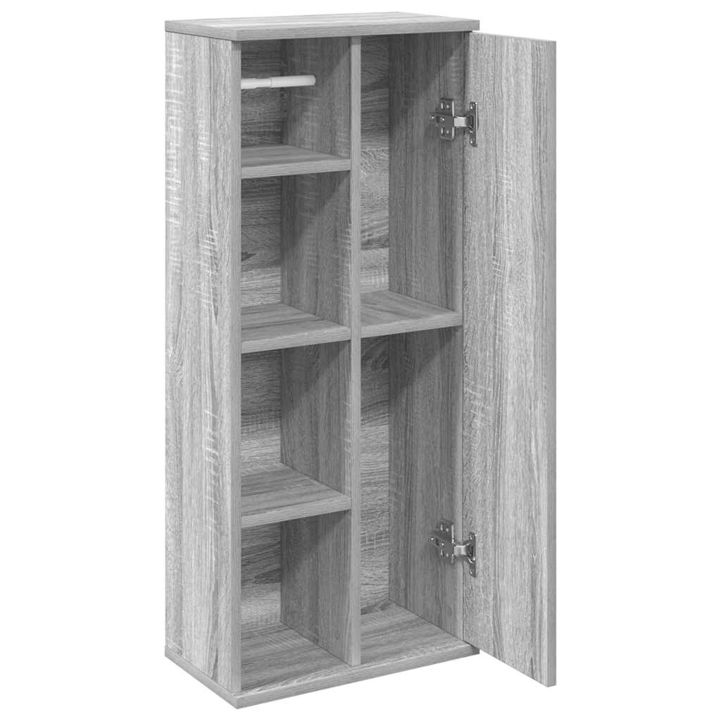 Badkamerkast met rolhouder 39x22x90 cm grijs sonoma eiken is nu te koop bij PeponiXL, paradijselijk wonen!