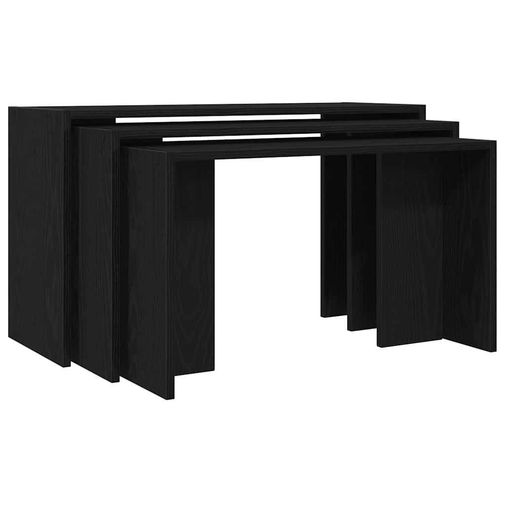 3-delige Tafeltjesset bewerkt hout zwart is nu te koop bij PeponiXL, paradijselijk wonen!