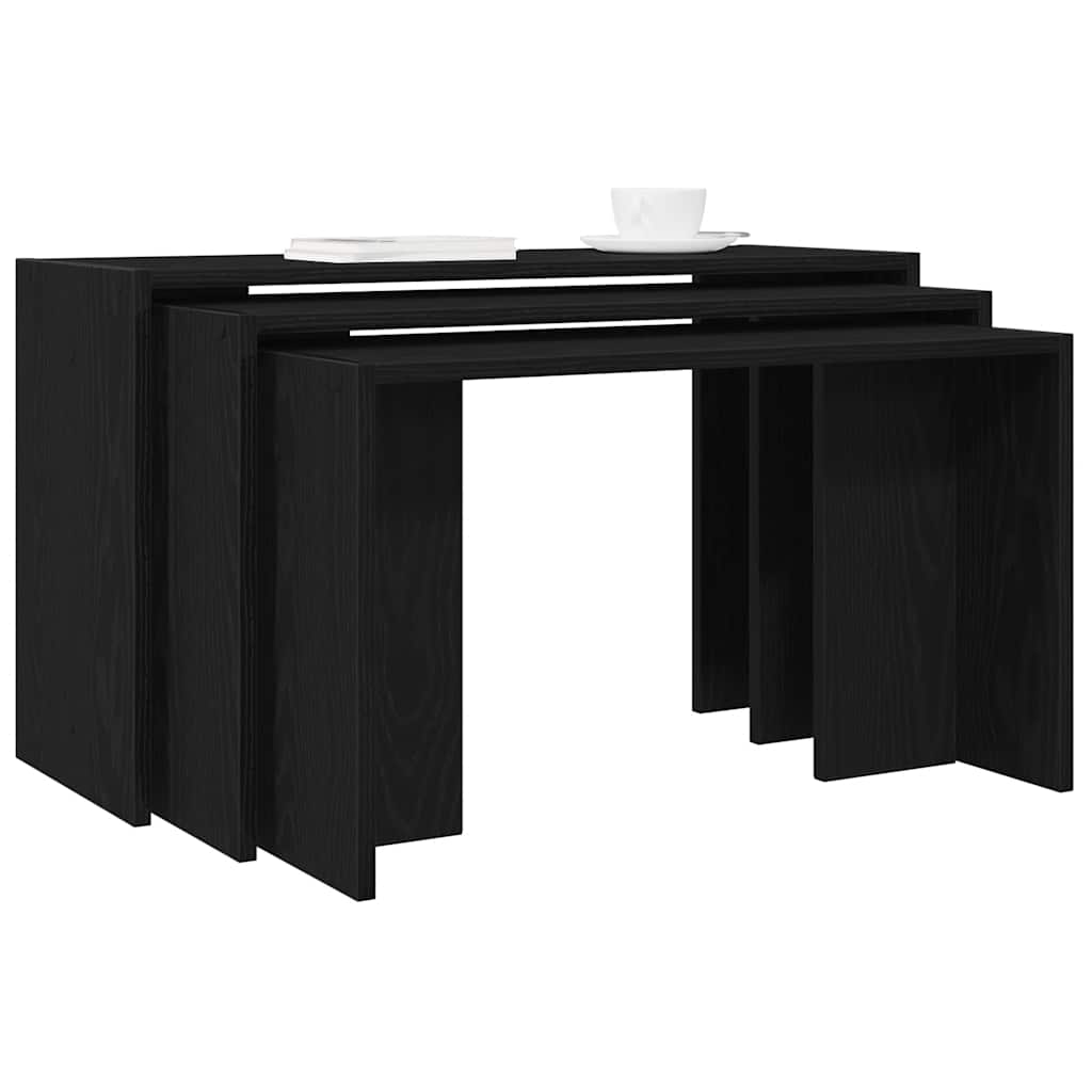 3-delige Tafeltjesset bewerkt hout zwart is nu te koop bij PeponiXL, paradijselijk wonen!