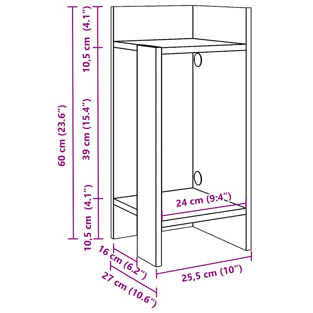 Bijzettafeltje met plank 25,5x27x60 cm wit is nu te koop bij PeponiXL, paradijselijk wonen!