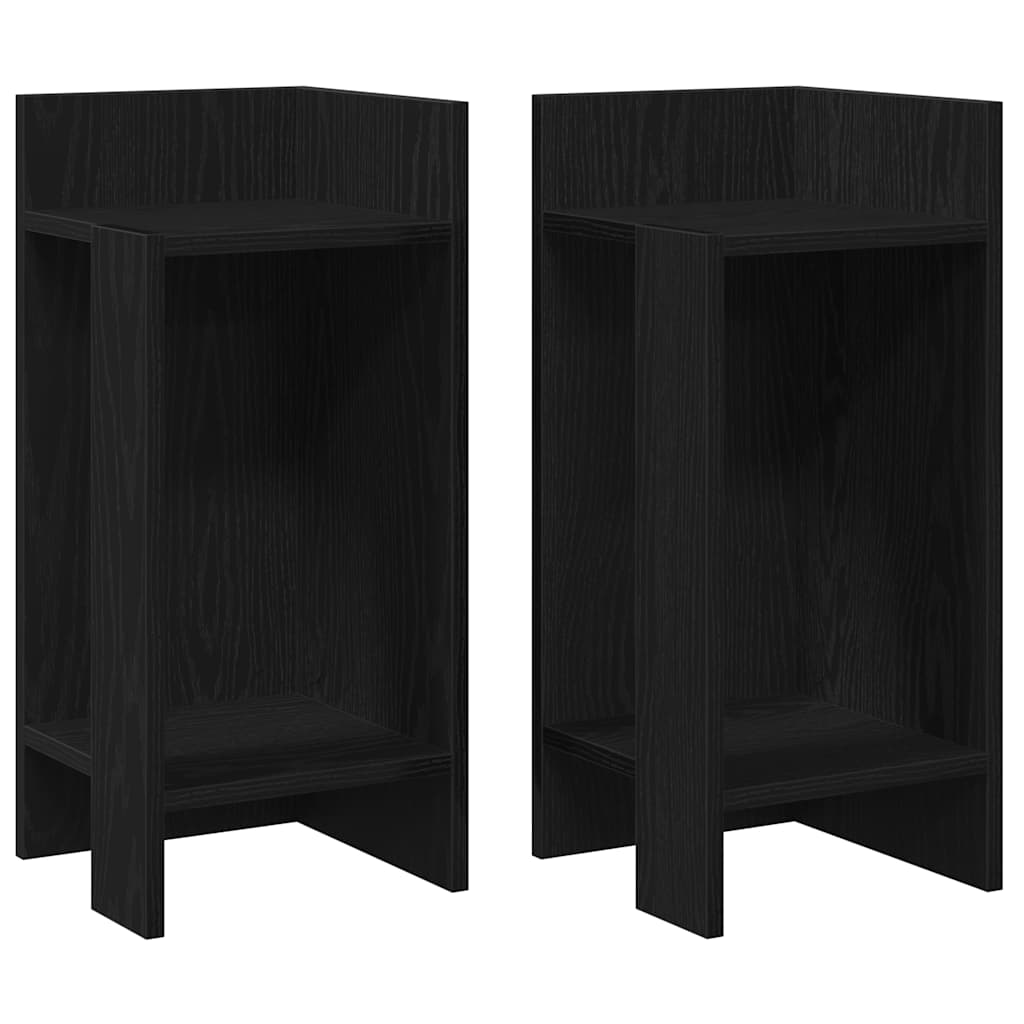 Bijzettafels 2 st met plank 25,5x27x60 cm zwart is nu te koop bij PeponiXL, paradijselijk wonen!