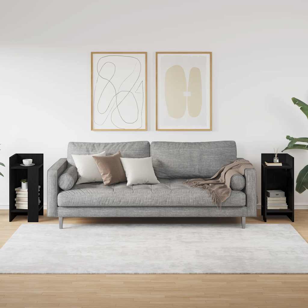 Bijzettafels 2 st met plank 25,5x27x60 cm zwart is nu te koop bij PeponiXL, paradijselijk wonen!
