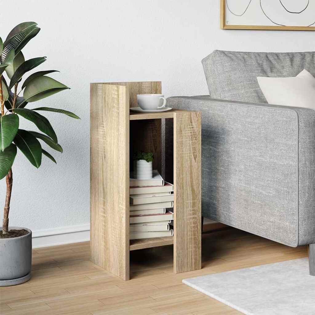 Bijzettafeltje met plank 25,5x27x60 cm sonoma eikenkleurig is nu te koop bij PeponiXL, paradijselijk wonen!