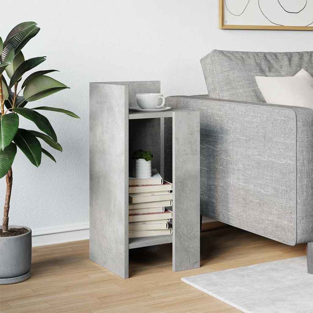 Bijzettafeltje met plank 25,5x27x60 cm betongrijs is nu te koop bij PeponiXL, paradijselijk wonen!