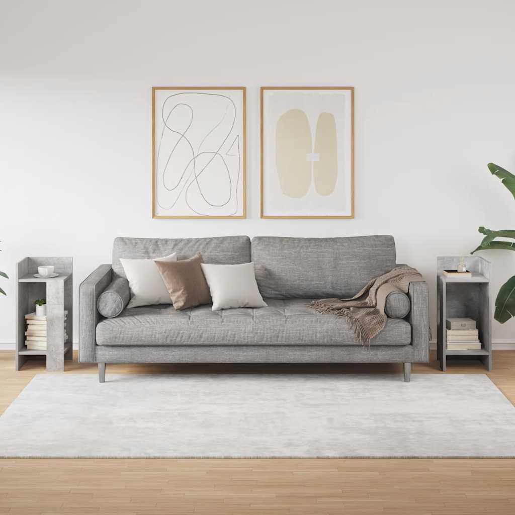 Bijzettafels 2 st met plank 25,5x27x60 cm betongrijs is nu te koop bij PeponiXL, paradijselijk wonen!