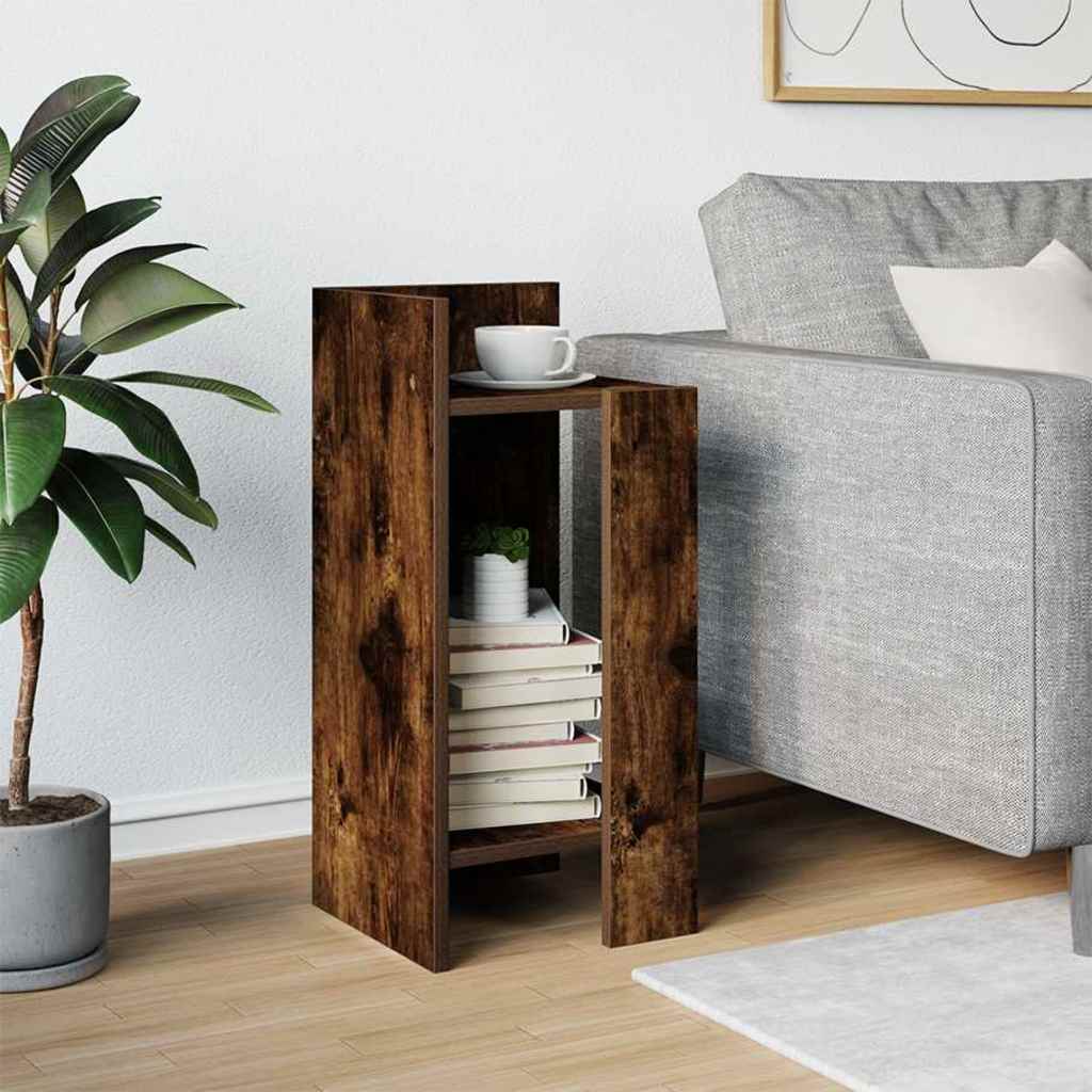 Bijzettafeltje met plank 25,5x27x60 cm gerookt eikenkleurig is nu te koop bij PeponiXL, paradijselijk wonen!