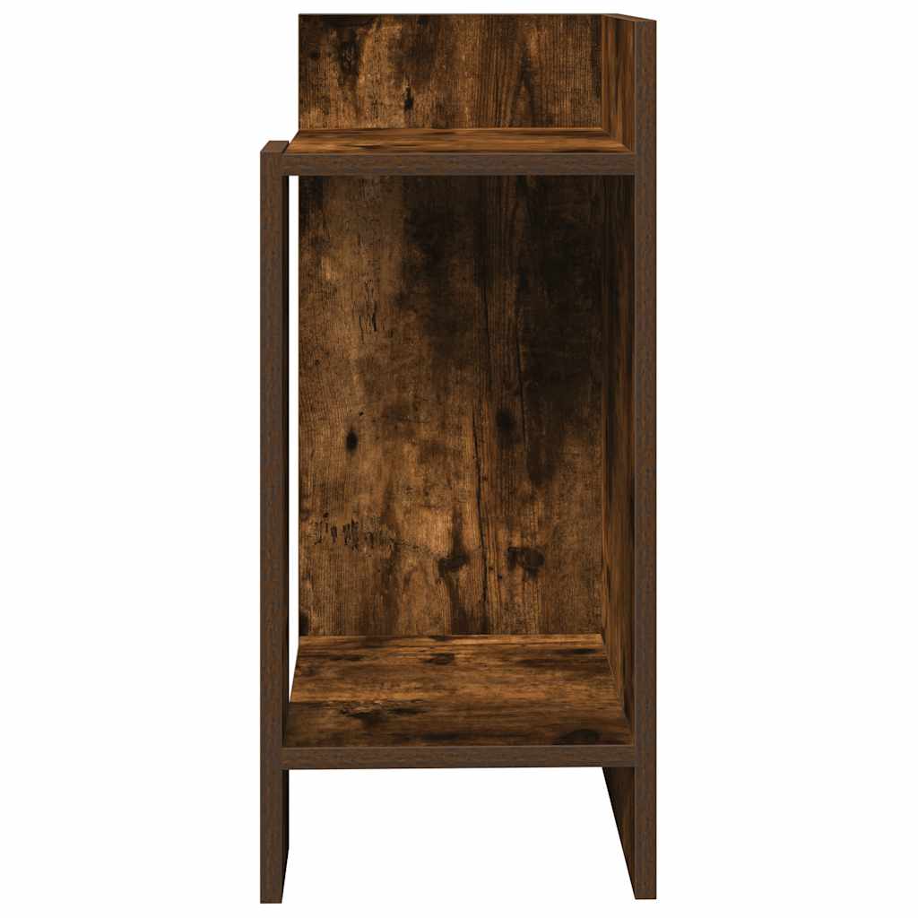 Bijzettafeltje met plank 25,5x27x60 cm gerookt eikenkleurig is nu te koop bij PeponiXL, paradijselijk wonen!