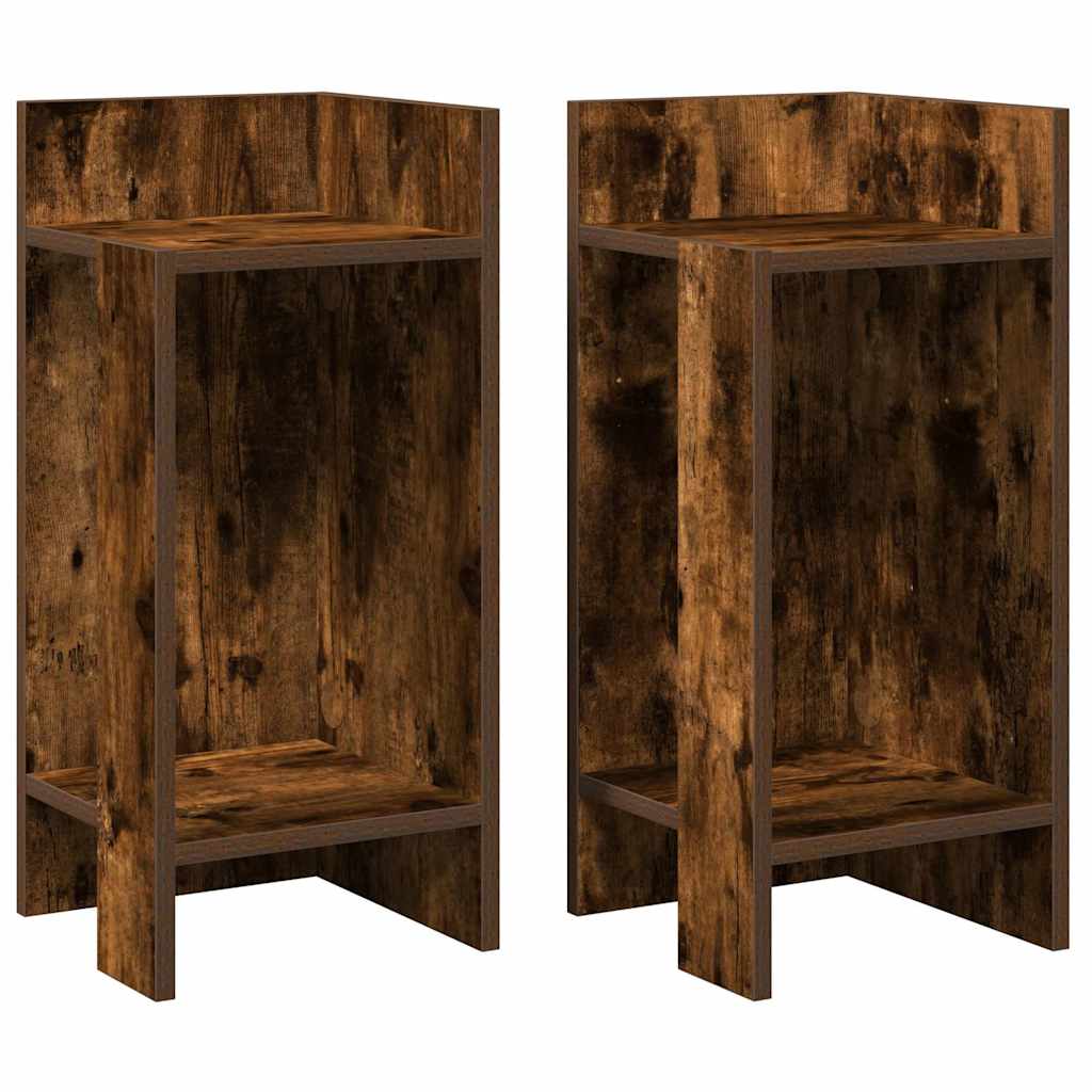 Bijzettafels 2 st met plank 25,5x27x60 cm gerookt eikenkleurig is nu te koop bij PeponiXL, paradijselijk wonen!