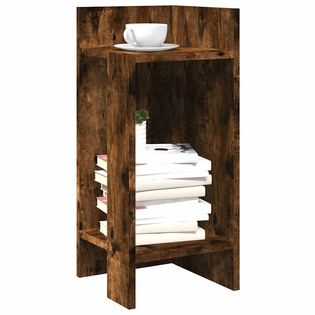 Bijzettafels 2 st met plank 25,5x27x60 cm gerookt eikenkleurig is nu te koop bij PeponiXL, paradijselijk wonen!
