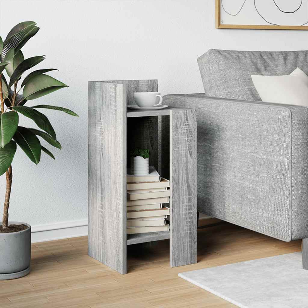 Bijzettafeltje met plank 25,5x27x60 cm grijs sonoma eikenkleur is nu te koop bij PeponiXL, paradijselijk wonen!