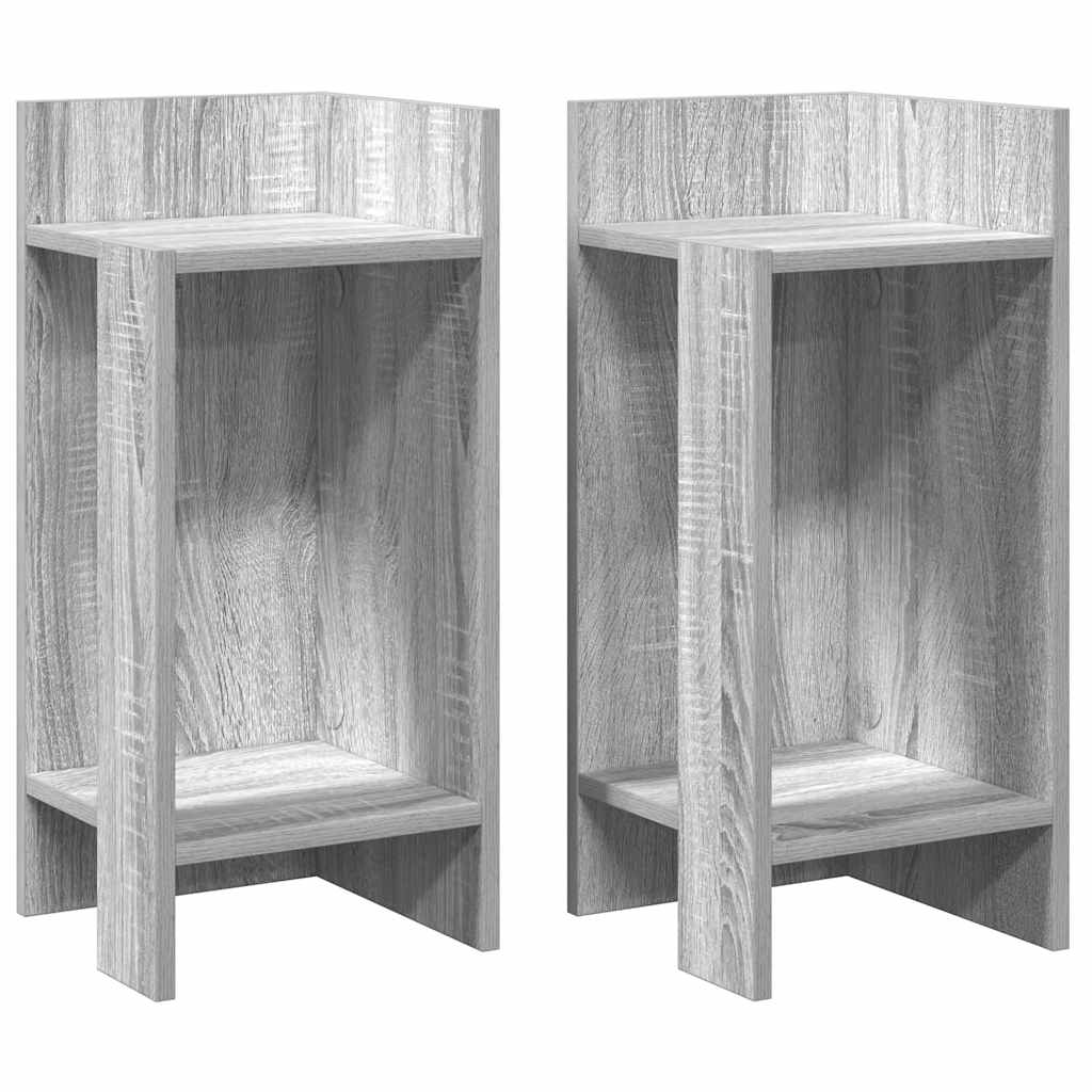 Bijzettafels 2 st met plank 25,5x27x60 cm grijs sonoma eiken is nu te koop bij PeponiXL, paradijselijk wonen!