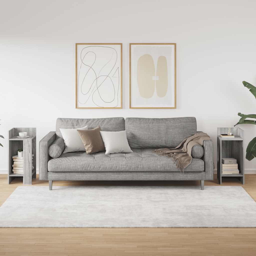 Bijzettafels 2 st met plank 25,5x27x60 cm grijs sonoma eiken is nu te koop bij PeponiXL, paradijselijk wonen!