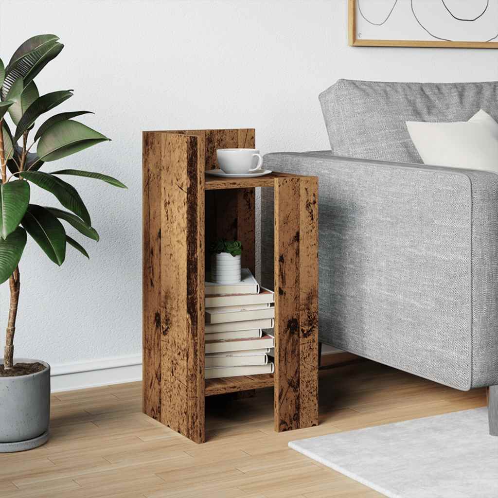 Bijzettafeltje met plank 25,5x27x60 cm oud houtkleurig is nu te koop bij PeponiXL, paradijselijk wonen!