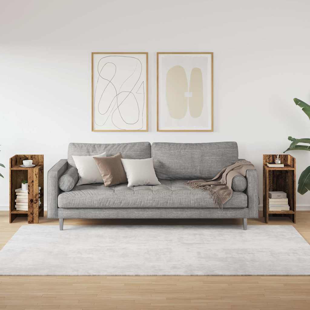 Bijzettafels 2 st met plank 25,5x27x60 cm oud houtkleurig is nu te koop bij PeponiXL, paradijselijk wonen!