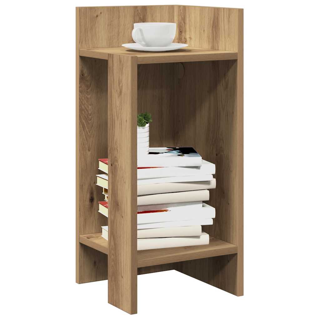 Bijzettafeltje met plank 25,5x27x60 cm artisanaal eikenkleur is nu te koop bij PeponiXL, paradijselijk wonen!