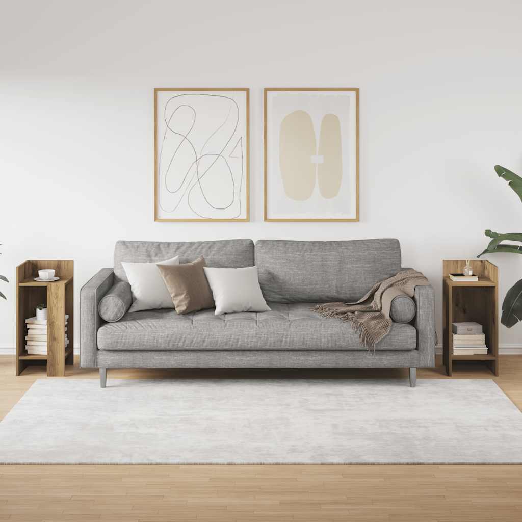Bijzettafels 2 st met plank 25,5x27x60 cm artisanaal eikenkleur is nu te koop bij PeponiXL, paradijselijk wonen!