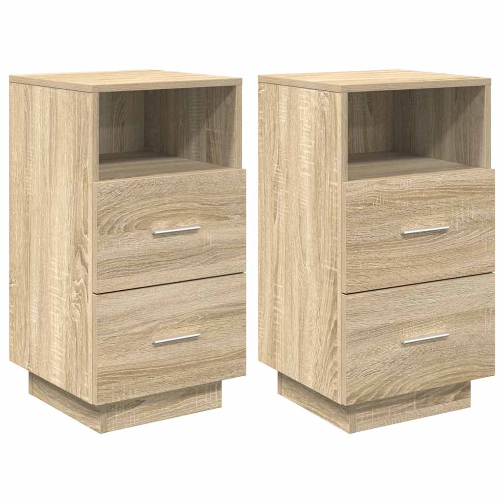 Nachtkastjes 2 st met 2 lades 36x36x68 cm sonoma eikenkleurig is nu te koop bij PeponiXL, paradijselijk wonen!
