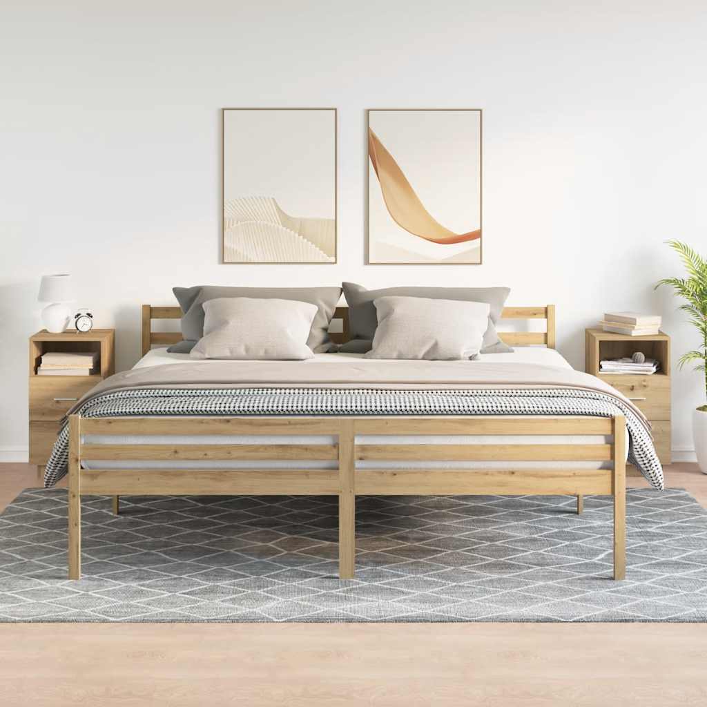 Nachtkastjes 2 st met 2 lades 36x36x68 cm artisanaal eiken is nu te koop bij PeponiXL, paradijselijk wonen!