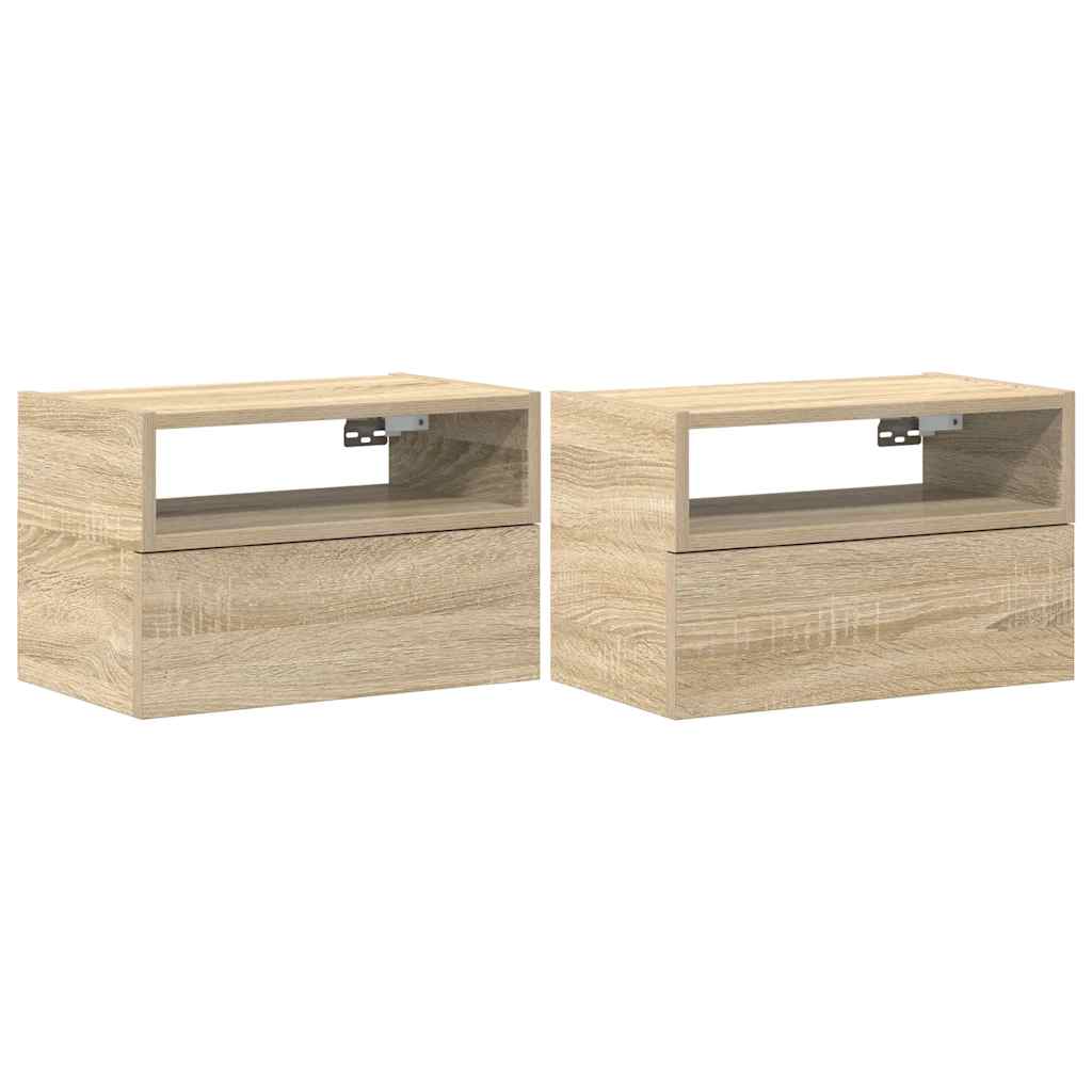 Nachtkastjes 2 st wandgemonteerd 45x26x28,5cm sonoma eikenkleur is nu te koop bij PeponiXL, paradijselijk wonen!