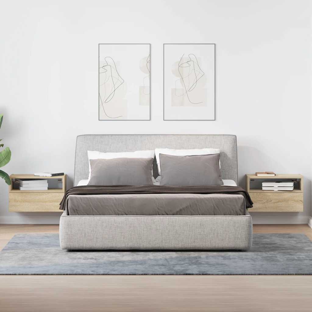 Nachtkastjes 2 st wandgemonteerd 45x26x28,5cm sonoma eikenkleur is nu te koop bij PeponiXL, paradijselijk wonen!