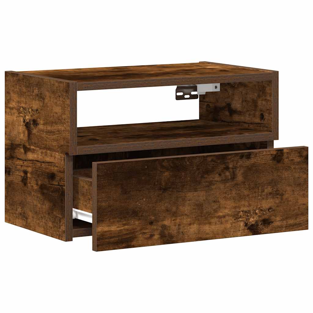 Nachtkastjes 2 st wandgemonteerd 45x26x28,5 cm gerookt eiken is nu te koop bij PeponiXL, paradijselijk wonen!