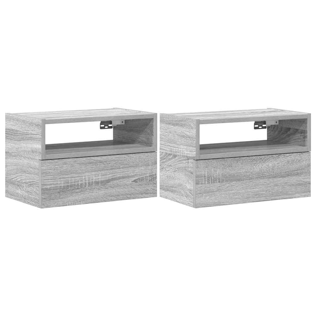 Nachtkastjes 2st wandgemonteerd 45x26x28,5cm grijs sonoma eiken is nu te koop bij PeponiXL, paradijselijk wonen!