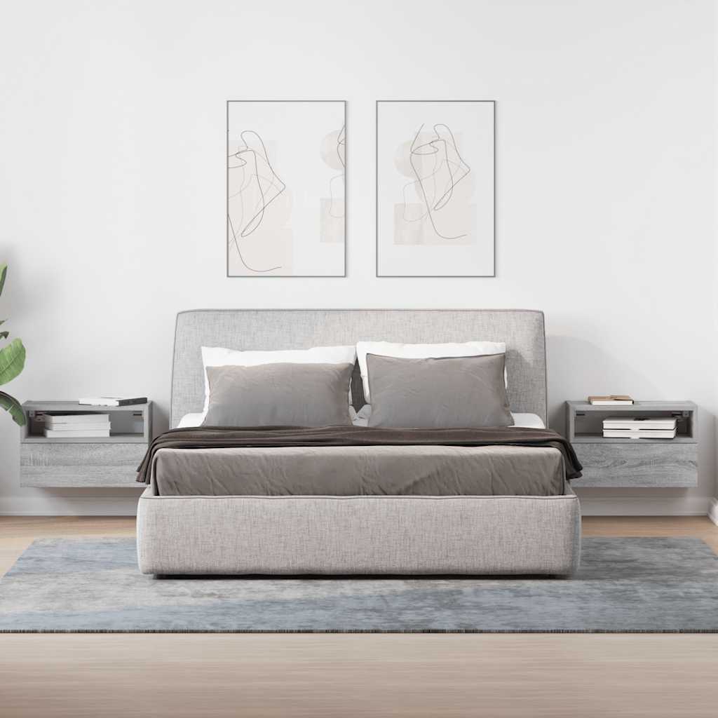 Nachtkastjes 2st wandgemonteerd 45x26x28,5cm grijs sonoma eiken is nu te koop bij PeponiXL, paradijselijk wonen!