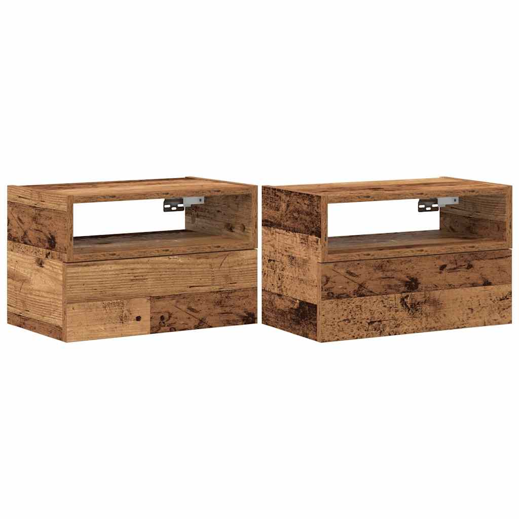 Nachtkastjes 2 st wandgemonteerd 45x26x28,5 cm oud houtkleurig is nu te koop bij PeponiXL, paradijselijk wonen!