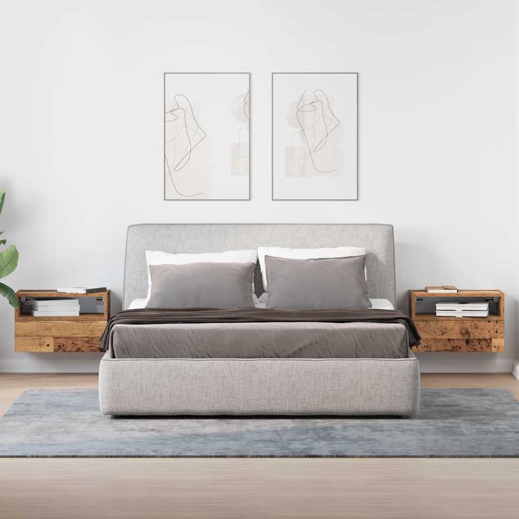 Nachtkastjes 2 st wandgemonteerd 45x26x28,5 cm oud houtkleurig is nu te koop bij PeponiXL, paradijselijk wonen!