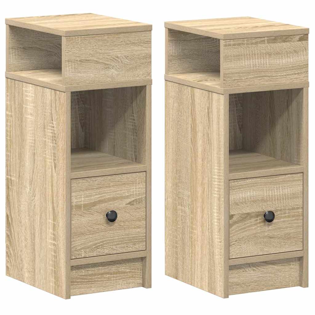 Nachtkastjes 2 st met lade 25x31x66 cm sonoma eikenkleurig is nu te koop bij PeponiXL, paradijselijk wonen!