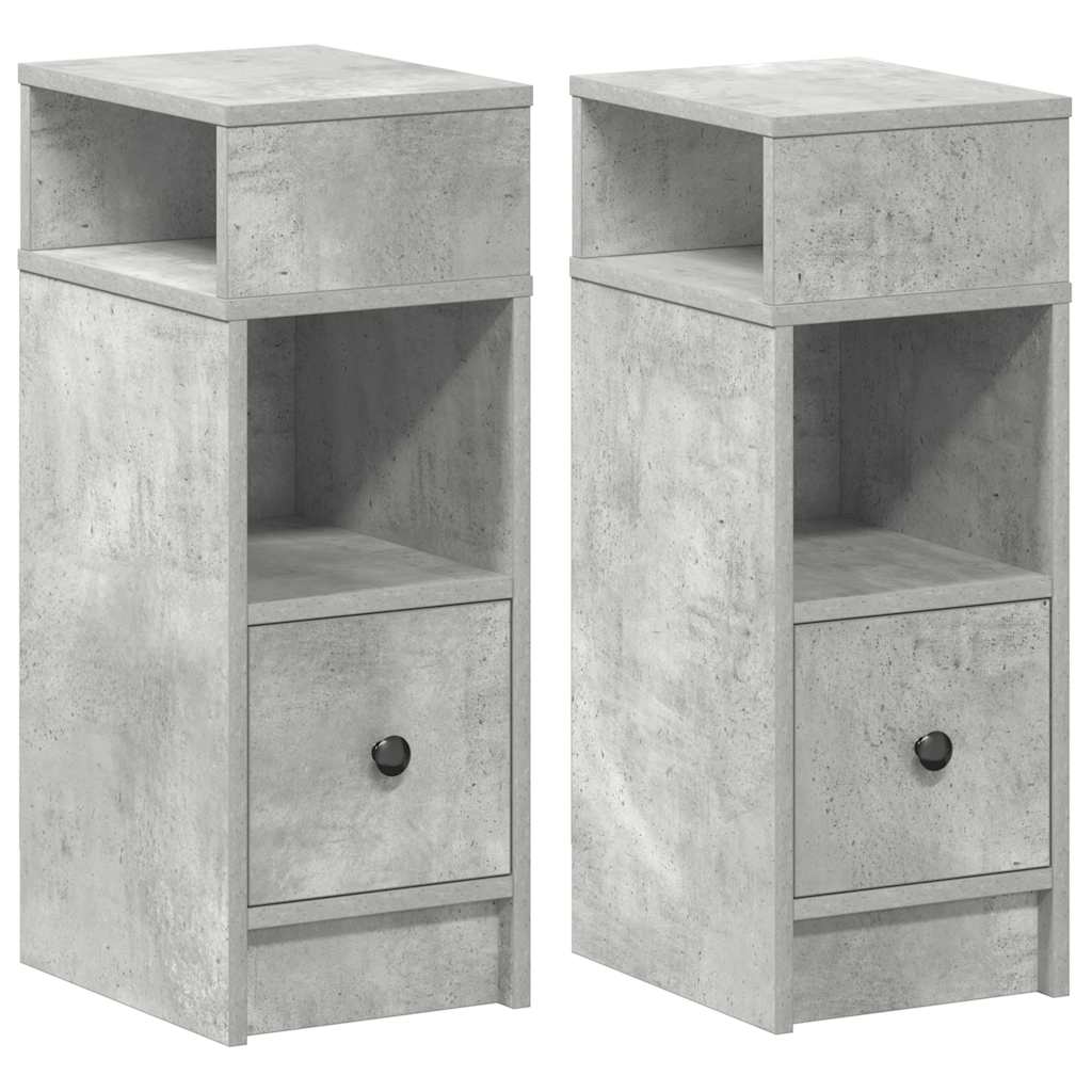 Nachtkastjes 2 st met lade 25x31x66 cm betongrijs is nu te koop bij PeponiXL, paradijselijk wonen!