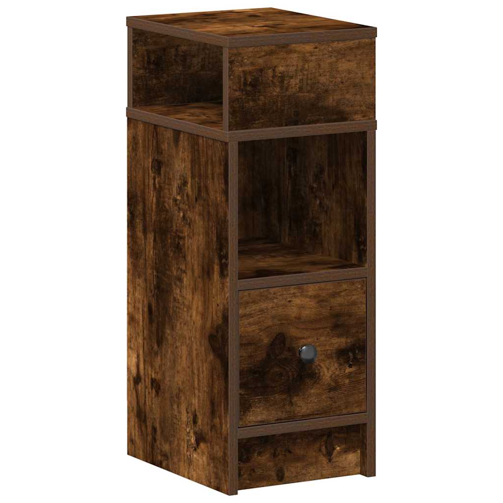 Nachtkastje met lade 25x31x66 cm gerookt eikenkleurig is nu te koop bij PeponiXL, paradijselijk wonen!
