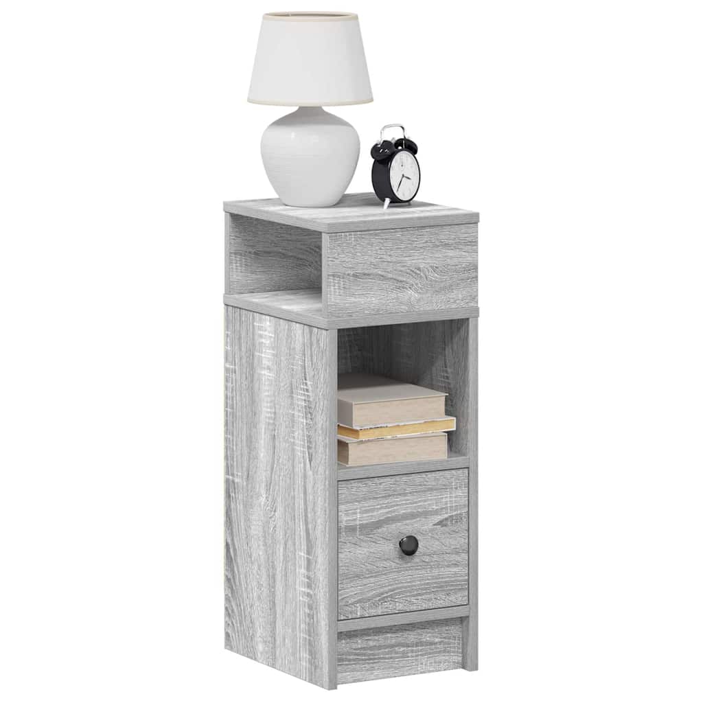Nachtkastje met lade 25x31x66 cm grijs sonoma eikenkleurig is nu te koop bij PeponiXL, paradijselijk wonen!