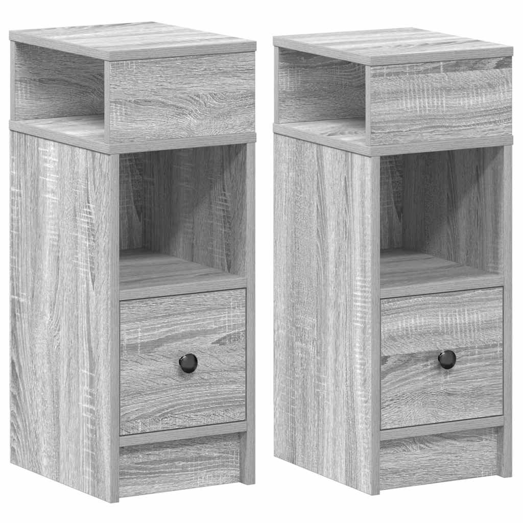 Nachtkastjes 2 st met lade 25x31x66 cm grijs sonoma eiken is nu te koop bij PeponiXL, paradijselijk wonen!