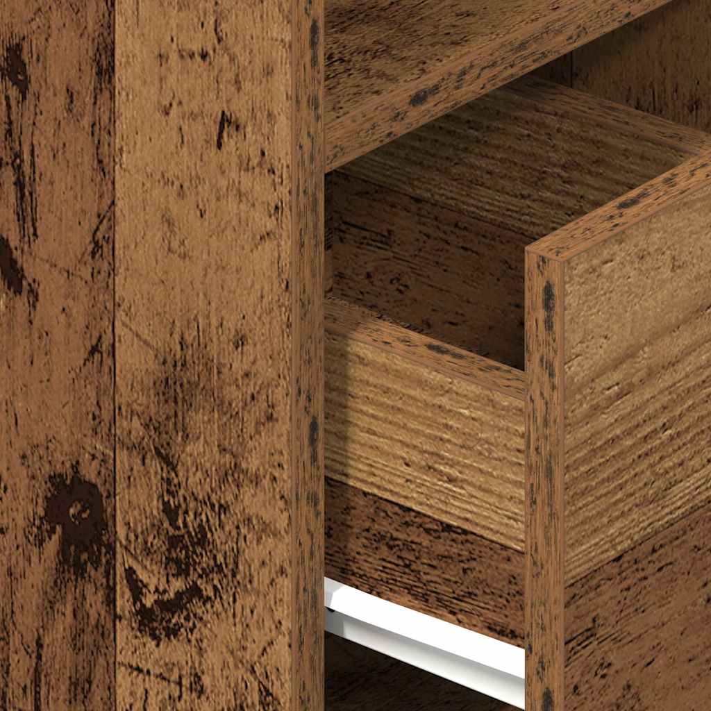 Nachtkastje met lade 25x31x66 cm oud houtkleurig is nu te koop bij PeponiXL, paradijselijk wonen!