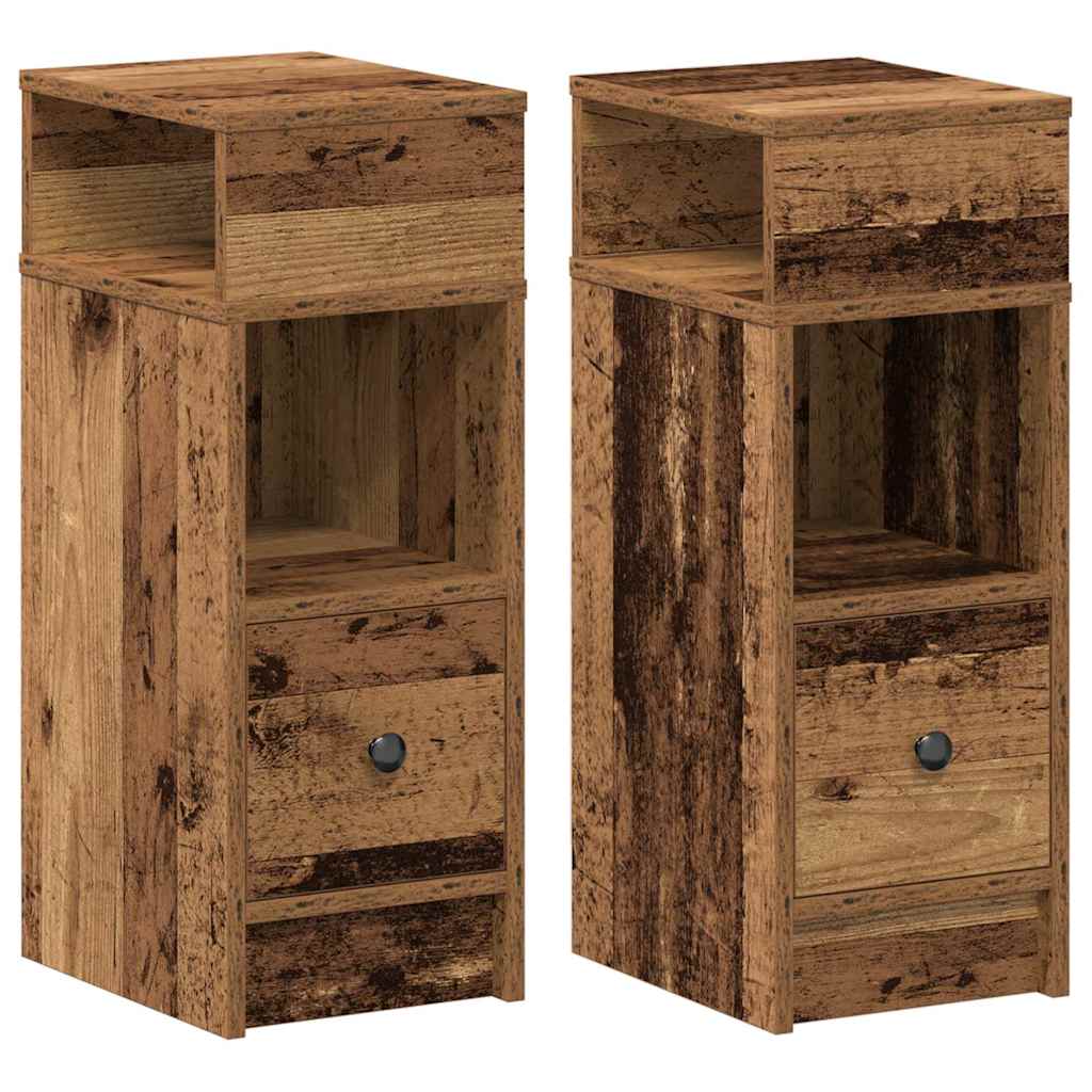Nachtkastjes 2 st met lade 25x31x66 cm oud houtkleurig is nu te koop bij PeponiXL, paradijselijk wonen!