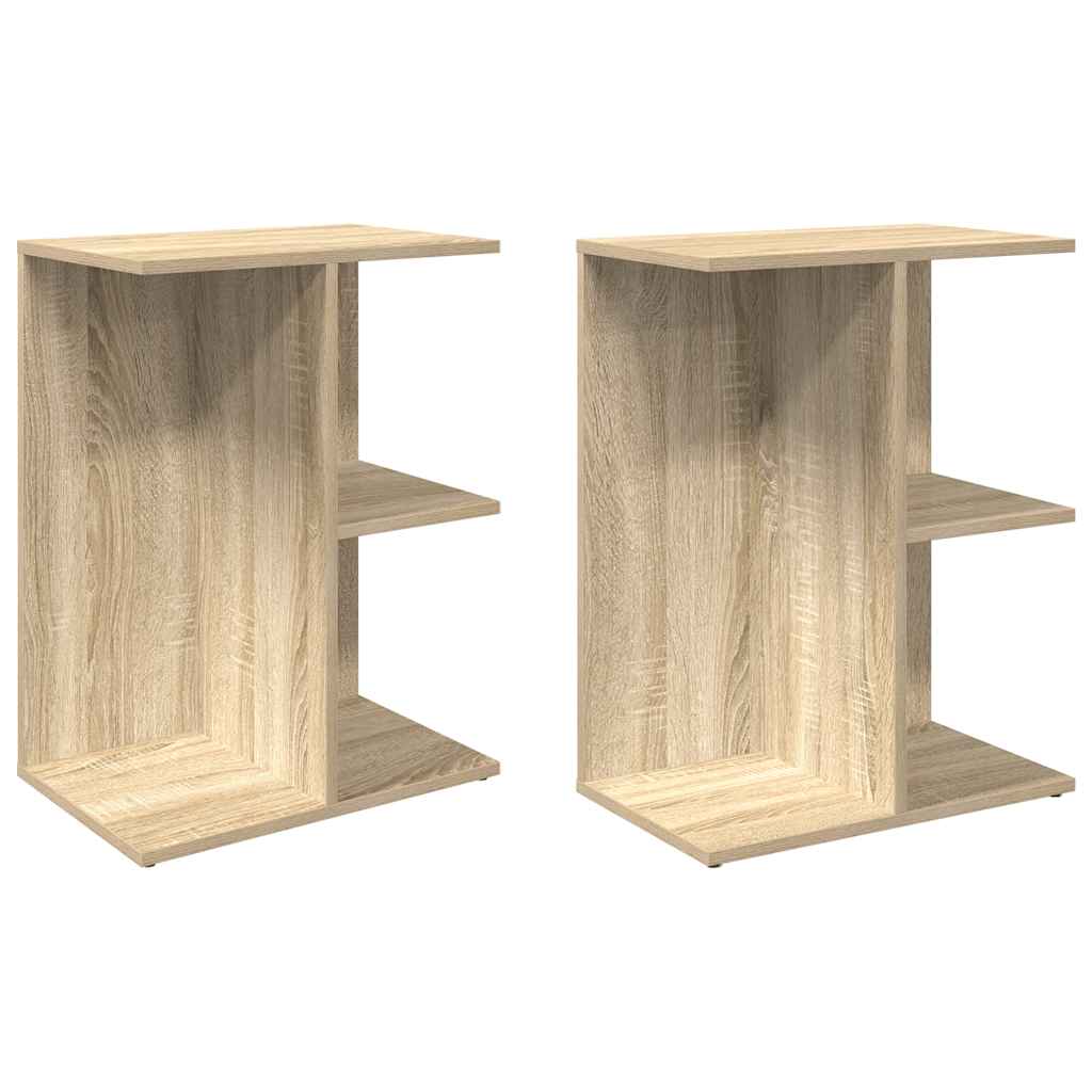 Nachtkastjes 2 st 46,5x29x61 cm bewerkt hout sonoma eikenkleur is nu te koop bij PeponiXL, paradijselijk wonen!