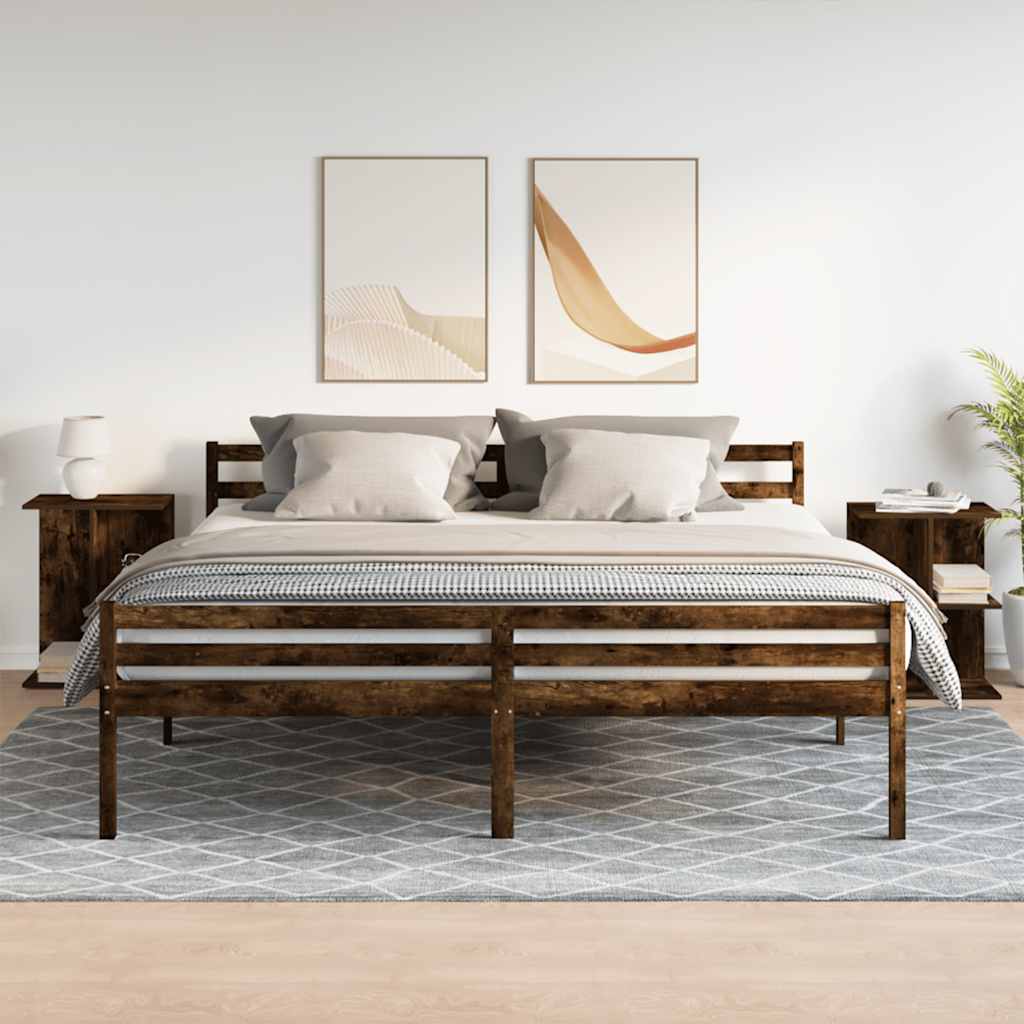 Nachtkastjes 2 st 46,5x29x61 cm bewerkt hout gerookt eikenkleur is nu te koop bij PeponiXL, paradijselijk wonen!