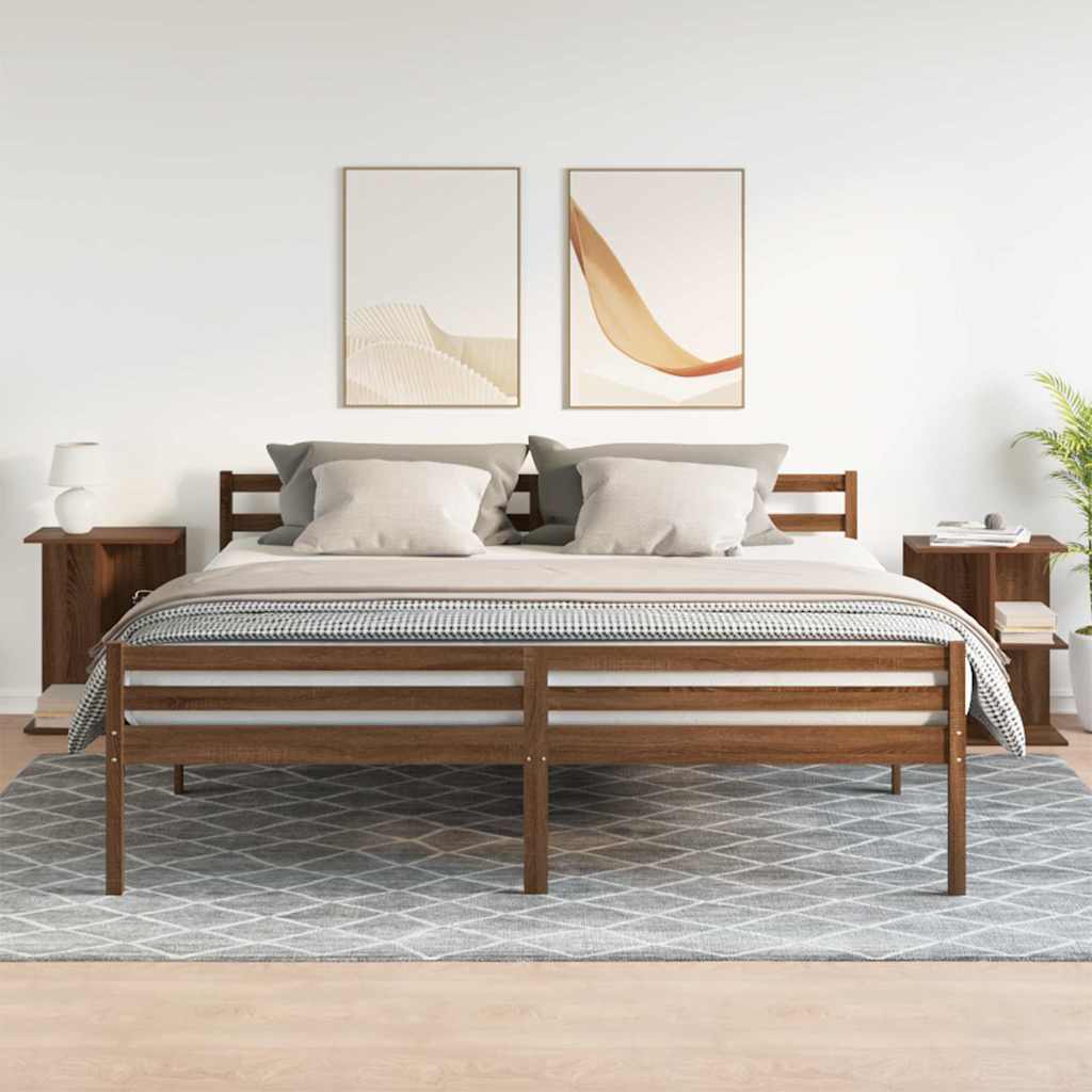 Nachtkastjes 2 st 46,5x29x61 cm bewerkt hout bruin eikenkleur is nu te koop bij PeponiXL, paradijselijk wonen!