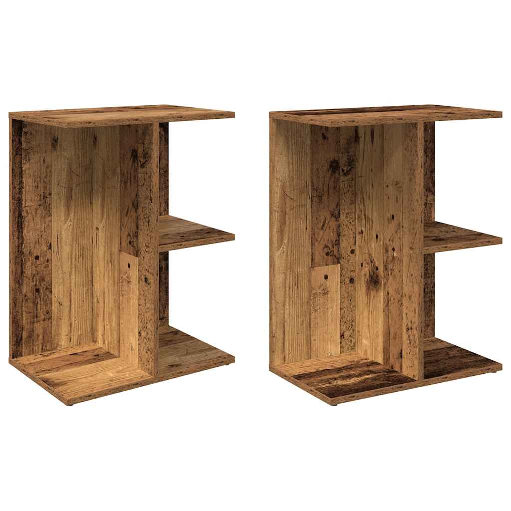 Nachtkastjes 2 st 46,5x29x61 cm bewerkt hout oud houtkleurig is nu te koop bij PeponiXL, paradijselijk wonen!