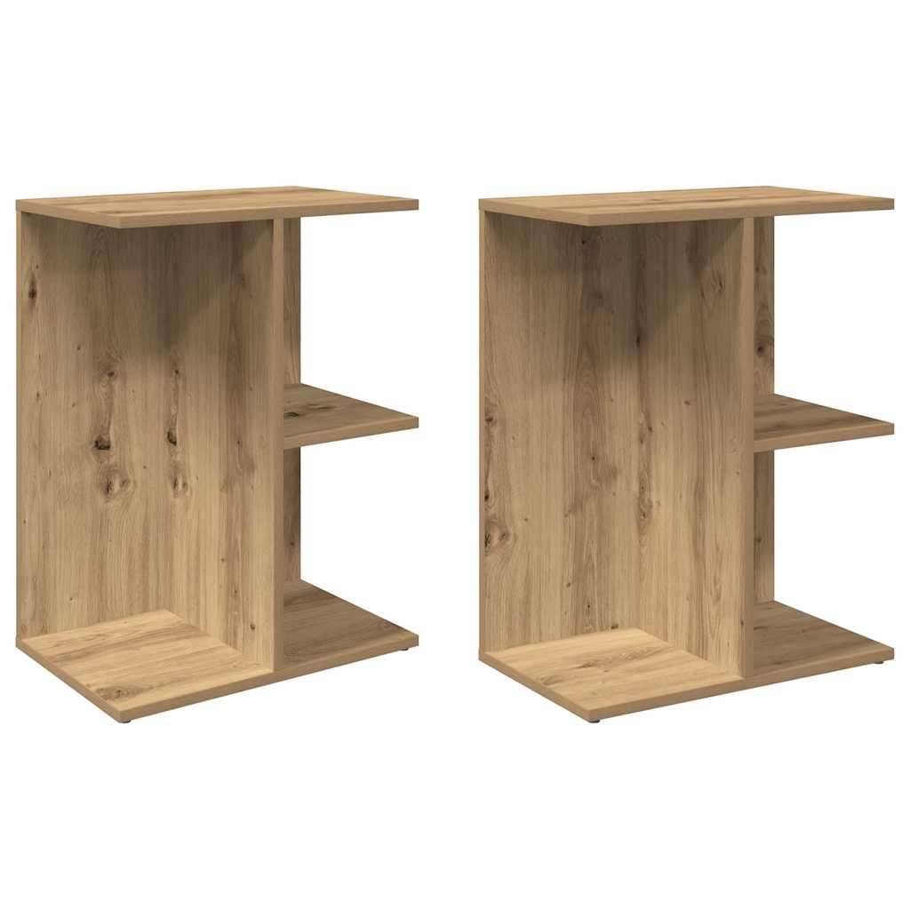 Nachtkastjes 2 st 46,5x29x61 cm bewerkt hout artisanaal eiken is nu te koop bij PeponiXL, paradijselijk wonen!