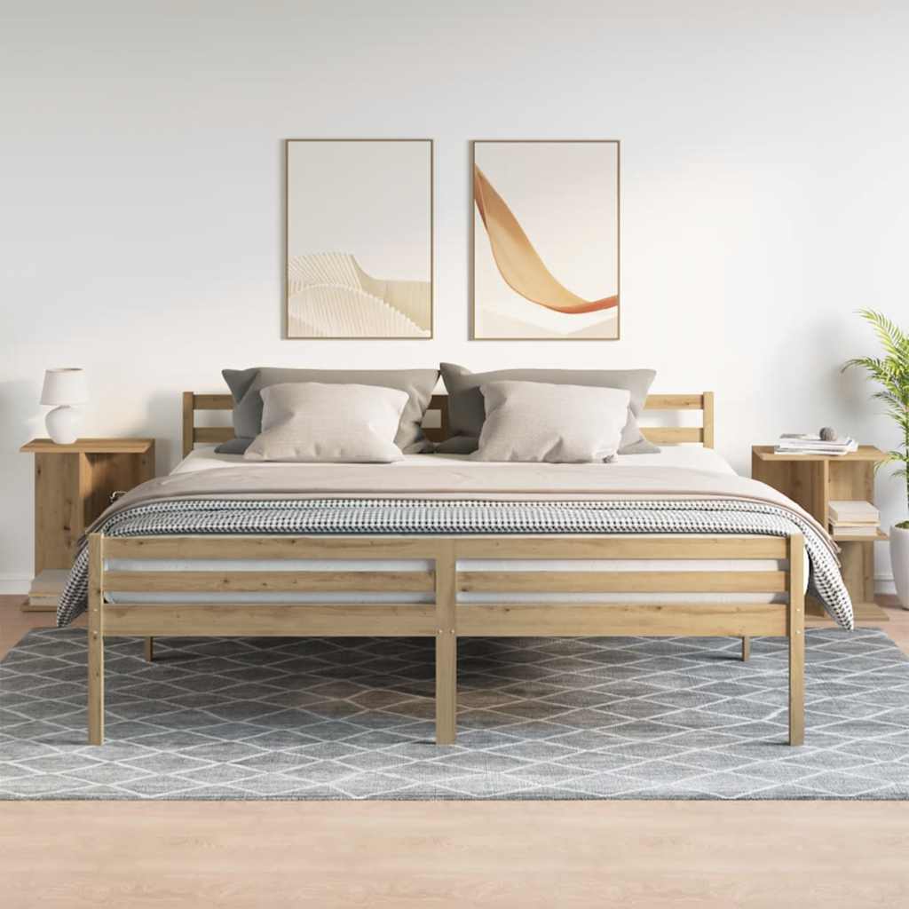 Nachtkastjes 2 st 46,5x29x61 cm bewerkt hout artisanaal eiken is nu te koop bij PeponiXL, paradijselijk wonen!