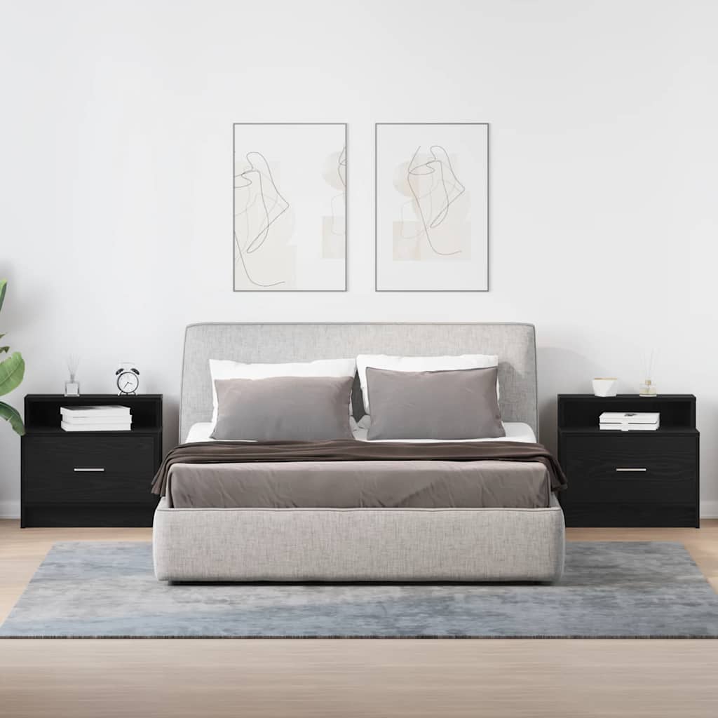 Nachtkastjes 2 st met lade 51x31x47 cm zwart eikenkleurig is nu te koop bij PeponiXL, paradijselijk wonen!