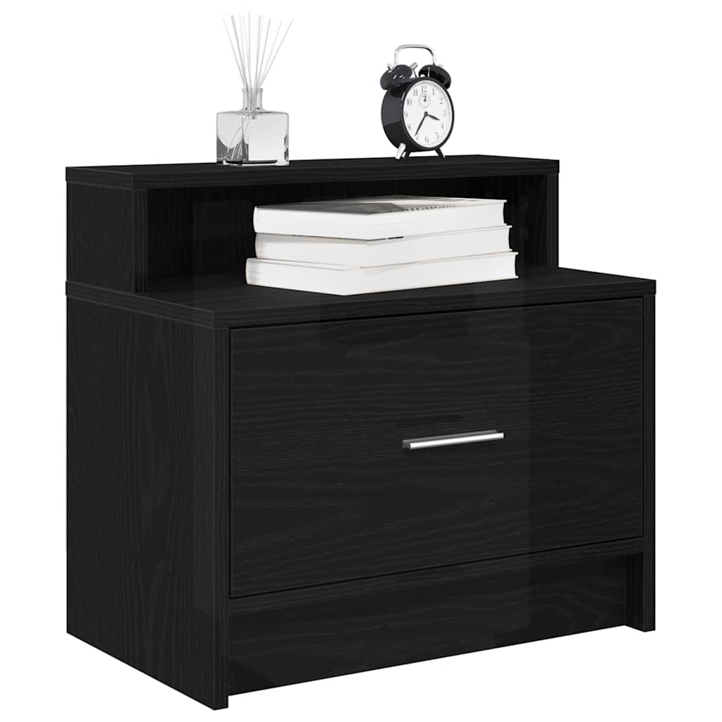 Nachtkastjes 2 st met lade 51x31x47 cm zwart eikenkleurig is nu te koop bij PeponiXL, paradijselijk wonen!