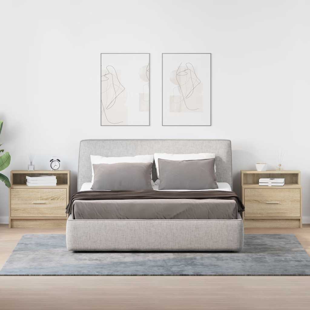 Nachtkastjes 2 st met lade 51x31x47 cm sonoma eikenkleurig is nu te koop bij PeponiXL, paradijselijk wonen!