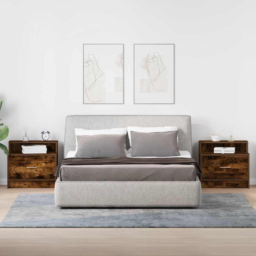 Nachtkastjes 2 st met lade 51x31x47 cm gerookt eikenkleurig is nu te koop bij PeponiXL, paradijselijk wonen!