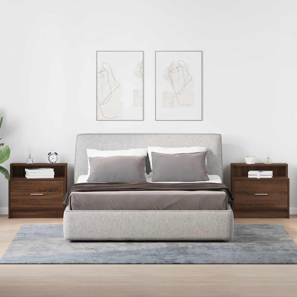 Nachtkastjes 2 st met lade 51x31x47 cm bruin eikenkleurig is nu te koop bij PeponiXL, paradijselijk wonen!